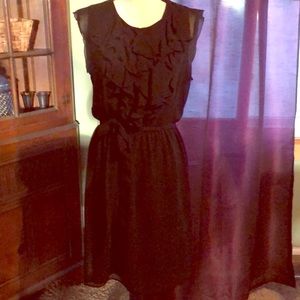 Emma and Michele Black Ruffle Front Dress